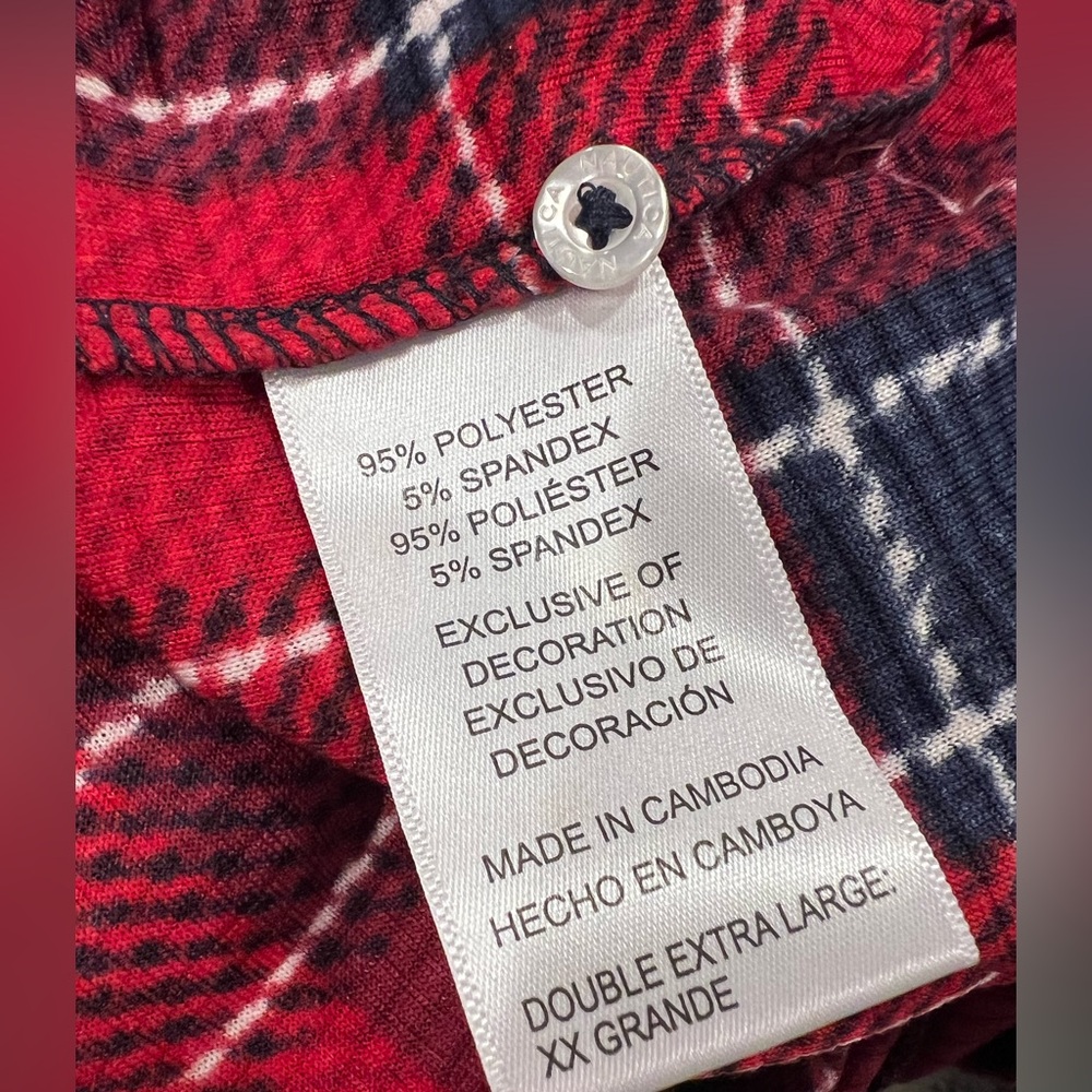 SOFT❤️2 Pc Nautica Red & Navy Blue Plaid Sleepwear Set - Picture 6 of 11